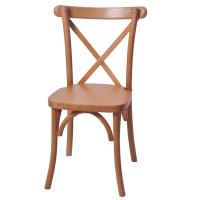 Solid wood seat X back chair stackable